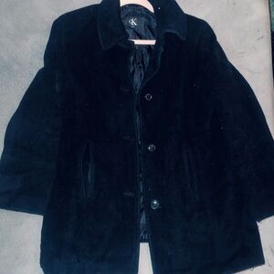 Calvin Klein Black Women's Suede Coat Size Large